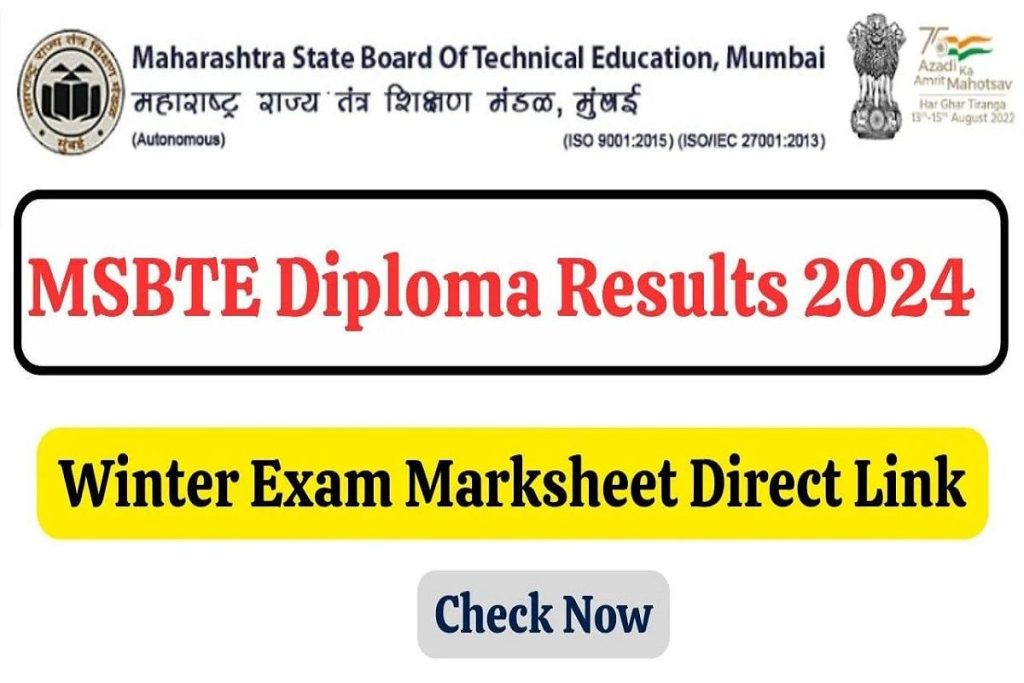 MSBTE Diploma Result 2024 Out, Diploma Winter Semester Marksheet